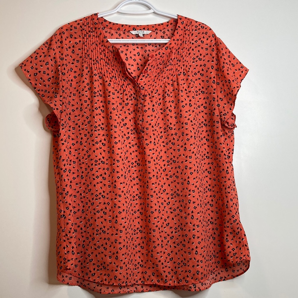 SUNG By Alfred Sung | Floral Coral Blouse